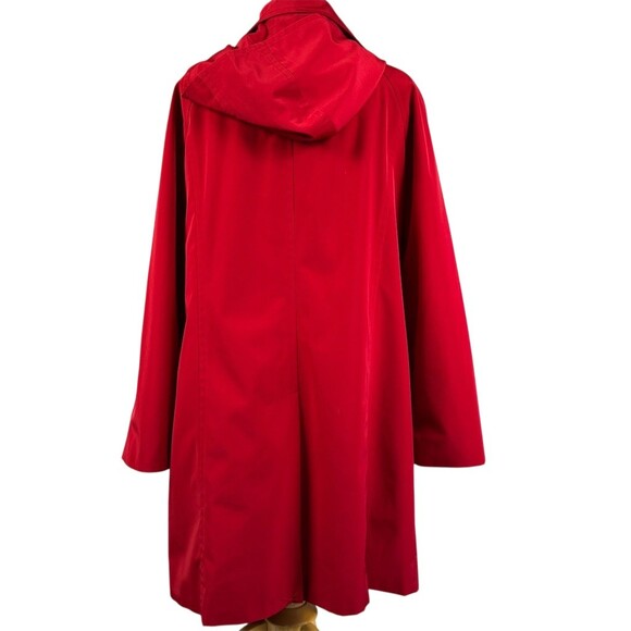 Vintage London Fog Rain Coat Womens Size M Red Hood Mid-Length - Picture 6 of 14
